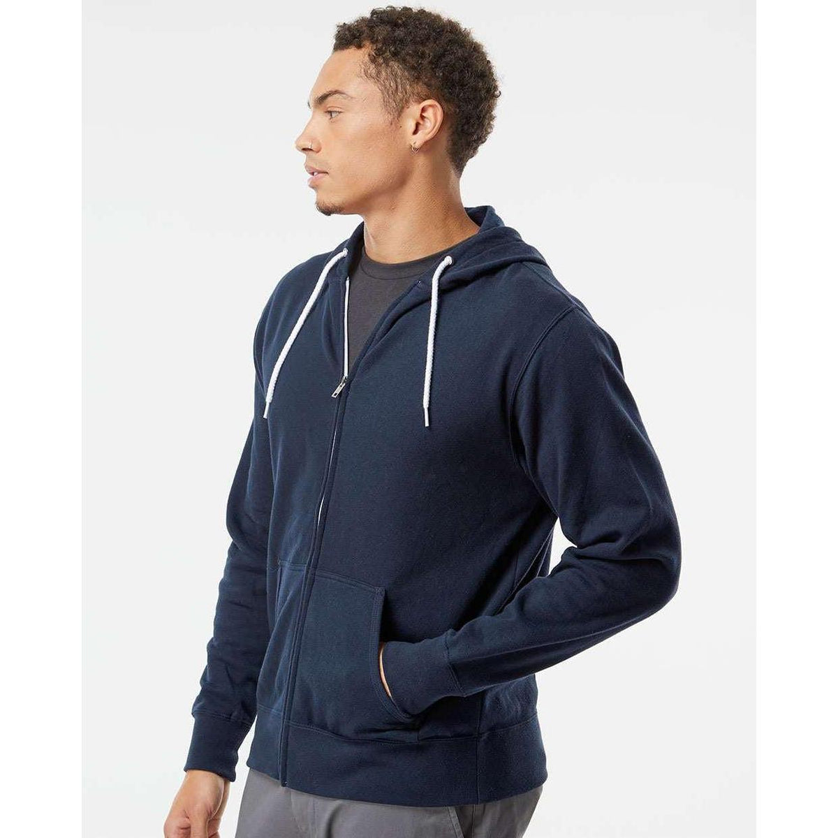 no-logo Independent Trading Co. Lightweight Full-Zip Hooded Sweatshirt-Men's Layering-Independent Trading Co.-Thread Logic