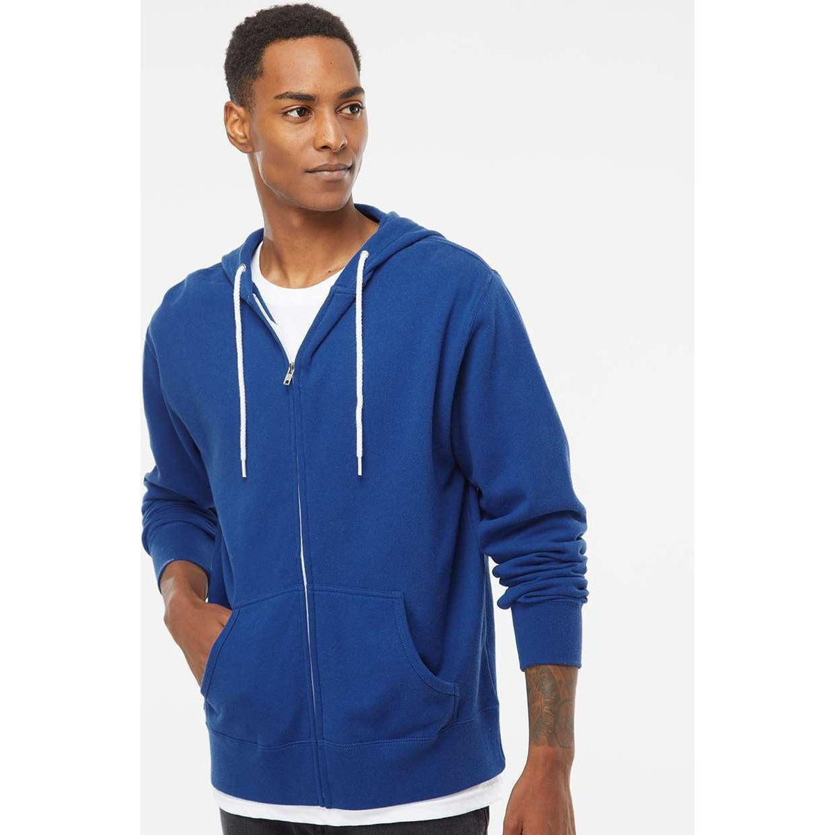 no-logo Independent Trading Co. Lightweight Full-Zip Hooded Sweatshirt-Men's Layering-Independent Trading Co.-Thread Logic