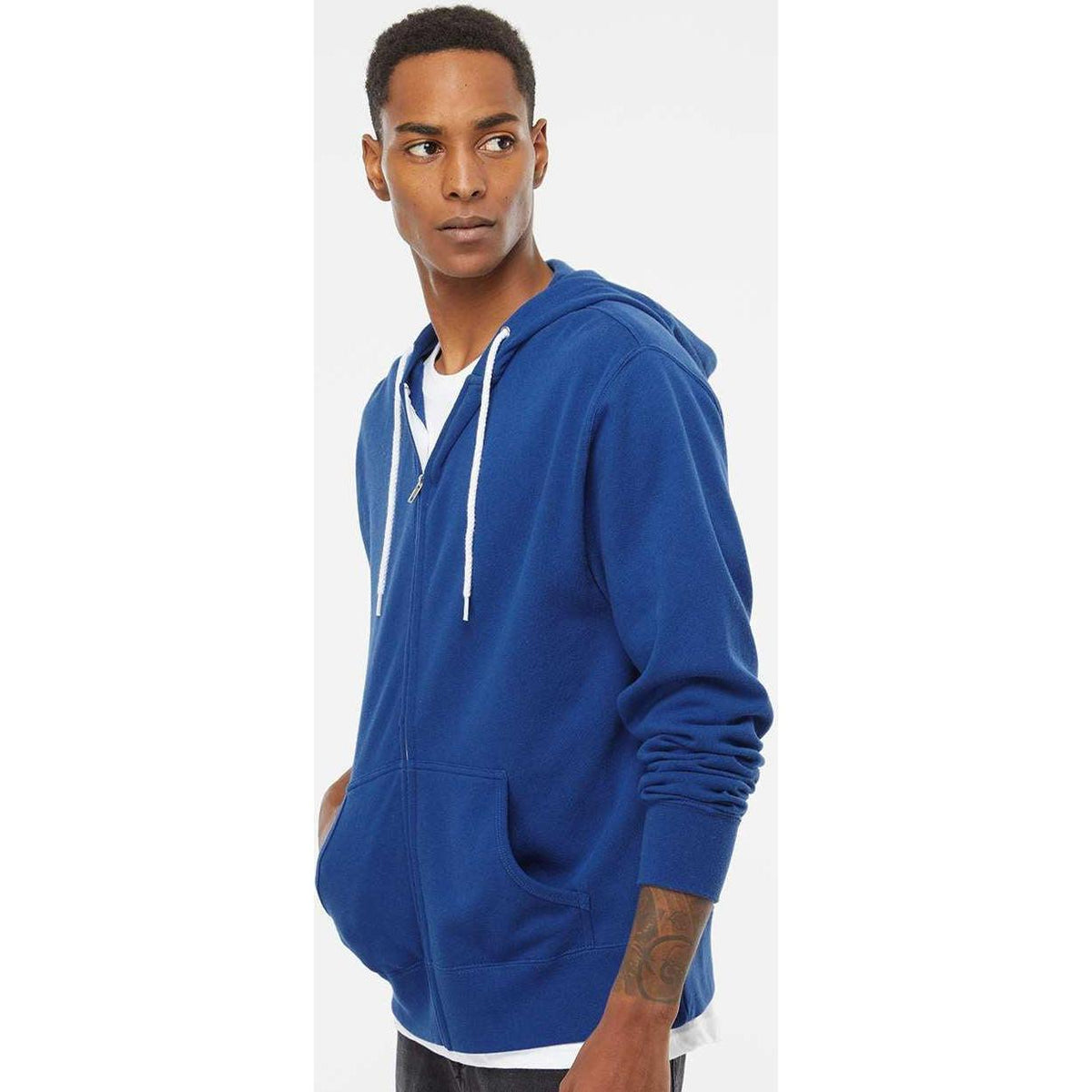 no-logo Independent Trading Co. Lightweight Full-Zip Hooded Sweatshirt-Men's Layering-Independent Trading Co.-Thread Logic