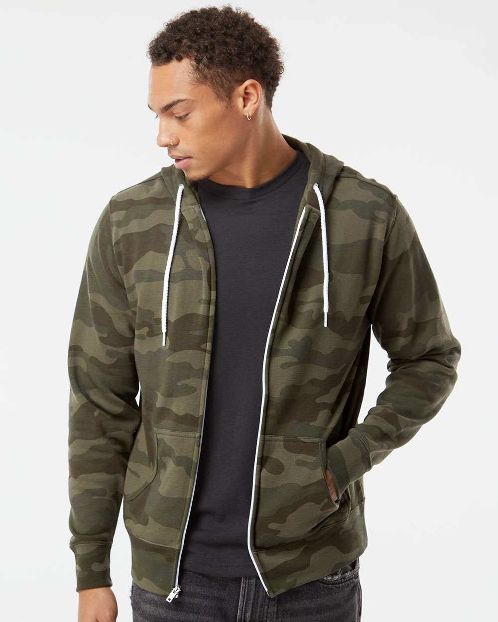 no-logo Independent Trading Co. Lightweight Full-Zip Hooded Sweatshirt-Men's Layering-Independent Trading Co.-Thread Logic