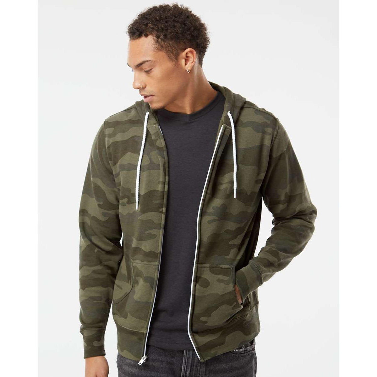 no-logo Independent Trading Co. Lightweight Full-Zip Hooded Sweatshirt-Men's Layering-Independent Trading Co.-Thread Logic