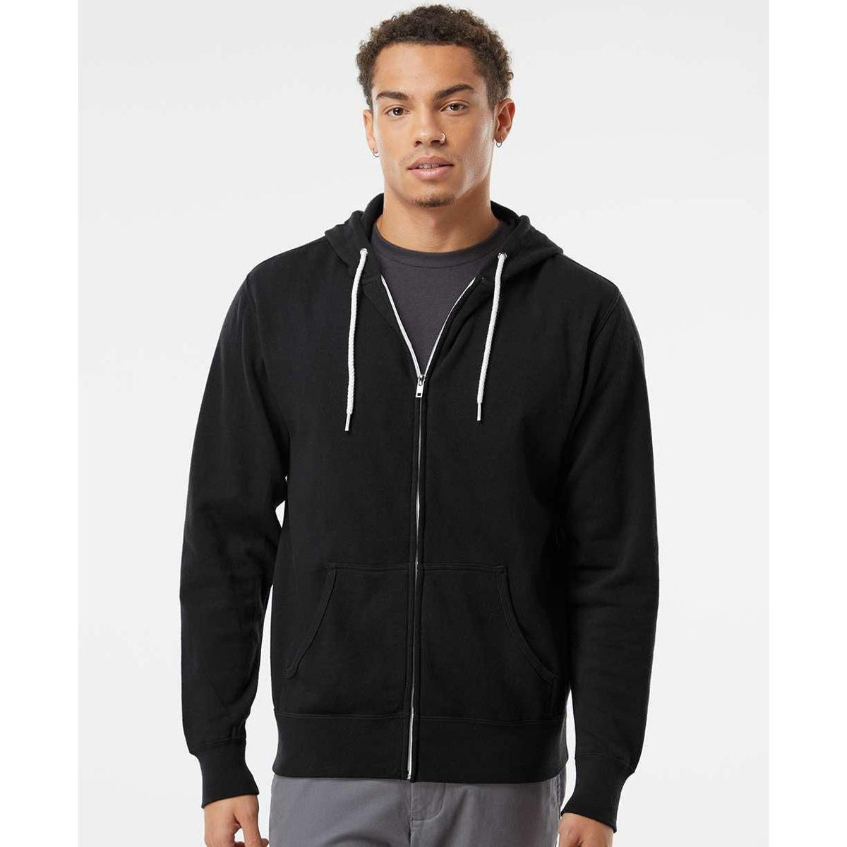 no-logo Independent Trading Co. Lightweight Full-Zip Hooded Sweatshirt-Men's Layering-Independent Trading Co.-Thread Logic