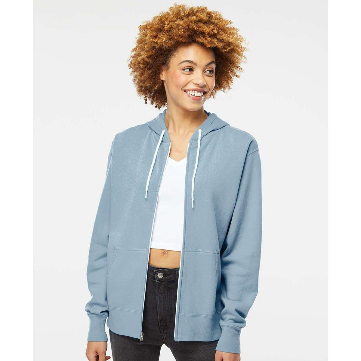 no-logo Independent Trading Co. Lightweight Full-Zip Hooded Sweatshirt-Men's Layering-Independent Trading Co.-Thread Logic