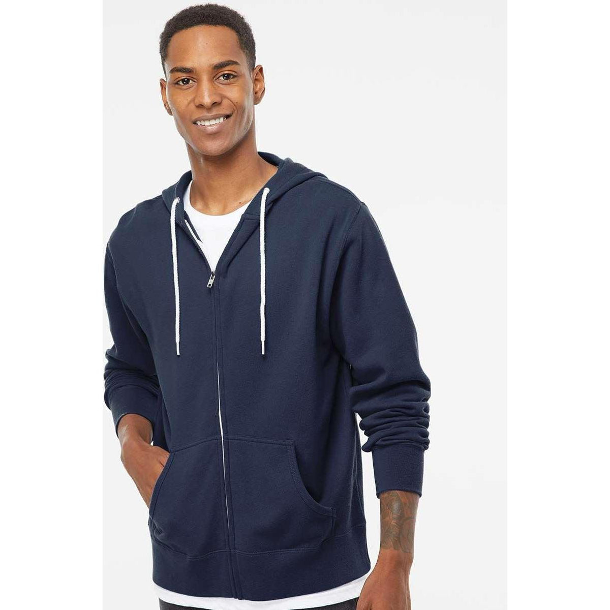 no-logo Independent Trading Co. Lightweight Full-Zip Hooded Sweatshirt-Men's Layering-Independent Trading Co.-Thread Logic