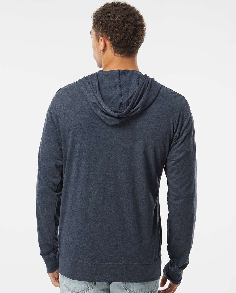 no-logo Independent Trading Co. Lightweight Jersey Full-Zip Hooded T-Shirt -Men's Layering-Independent Trading Co.-Thread Logic