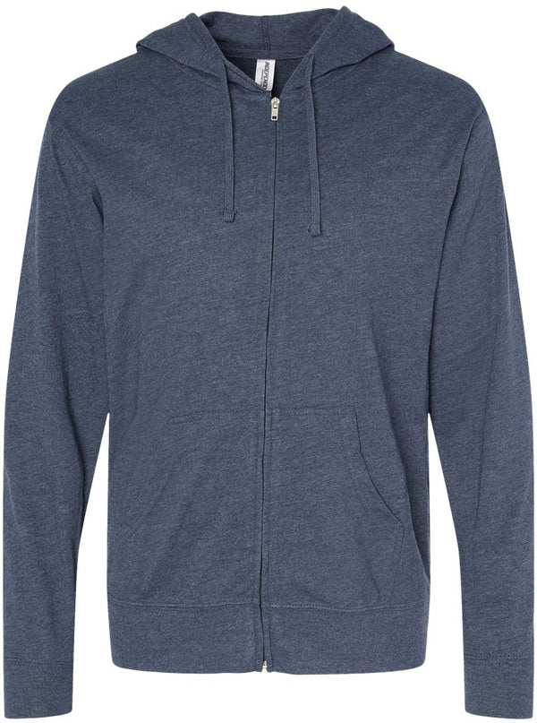 Independent Trading Co. Lightweight Jersey Full-Zip Hooded T-Shirt 