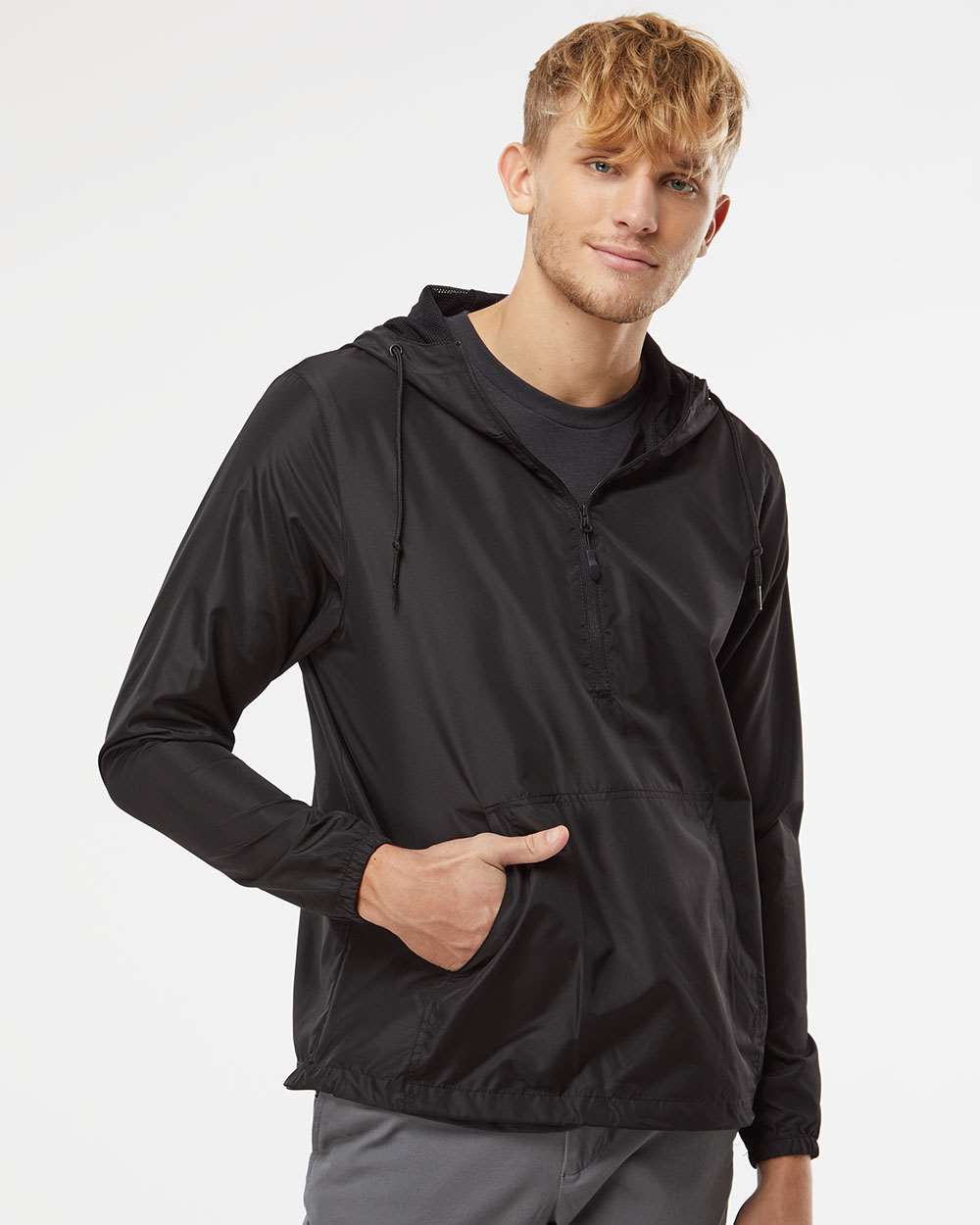 no-logo Independent Trading Co. Lightweight Windbreaker Pullover Jacket -Men's Jackets-Independent Trading Co.-Thread Logic