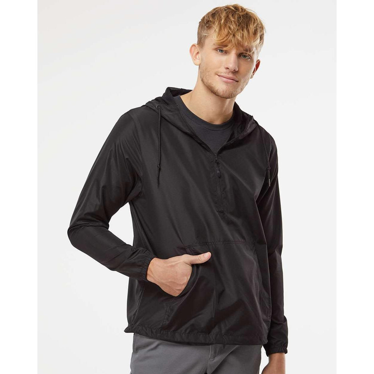no-logo Independent Trading Co. Lightweight Windbreaker Pullover Jacket -Men's Jackets-Independent Trading Co.-Thread Logic