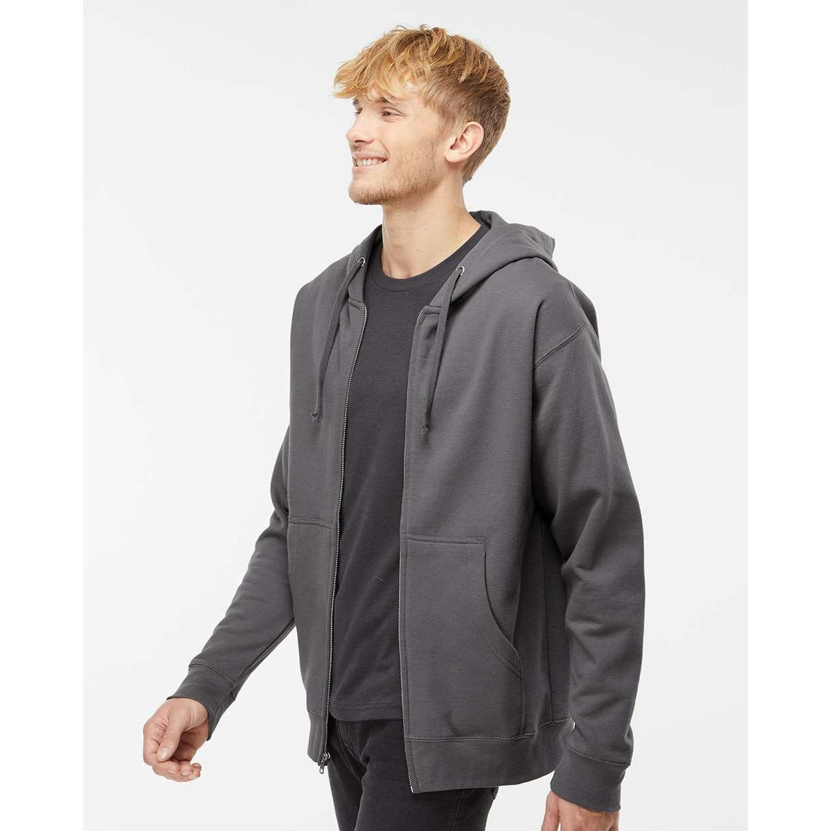 no-logo Independent Trading Co. Midweight Full-Zip Hooded Sweatshirt -Men's Layering-Independent Trading Co.-Thread Logic