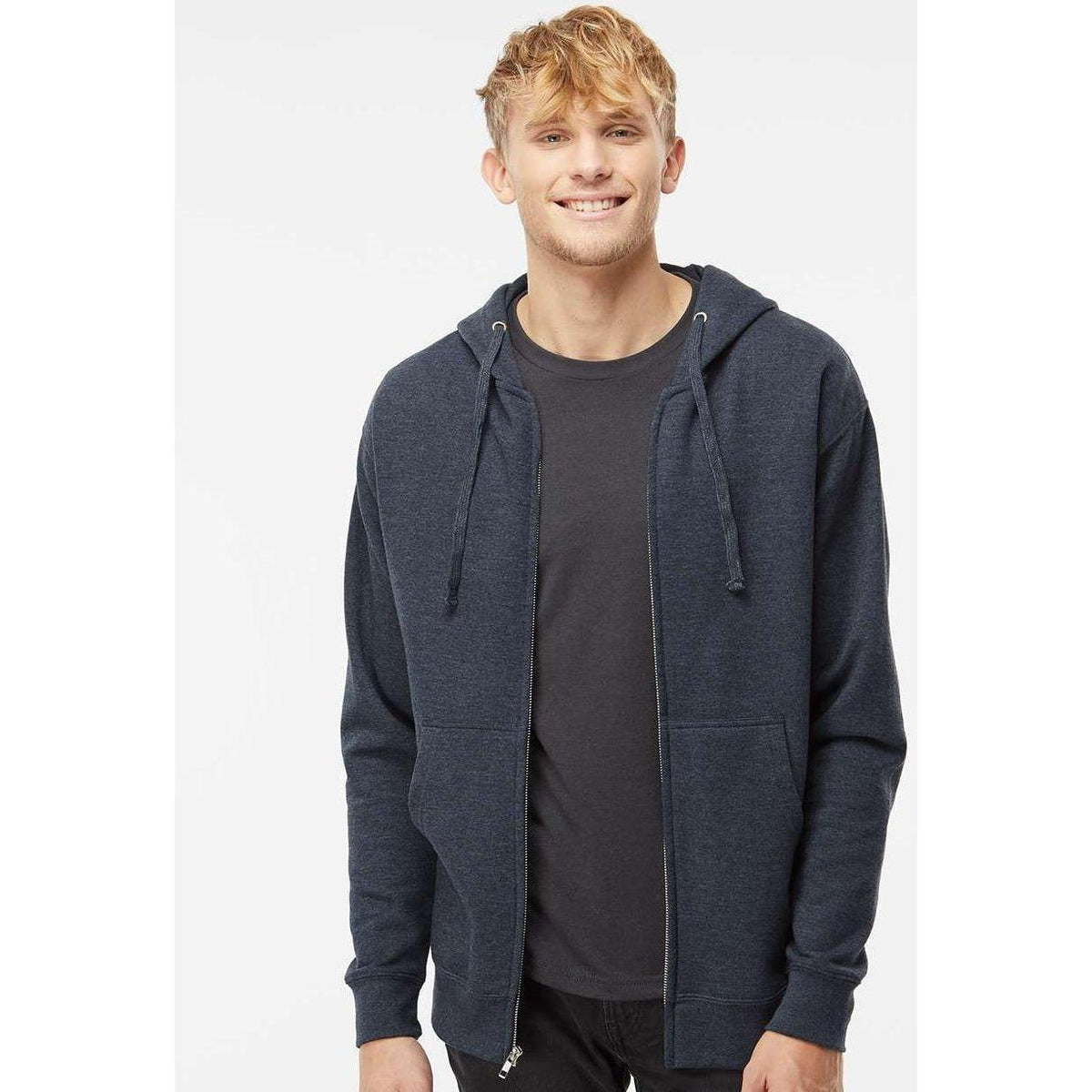 no-logo Independent Trading Co. Midweight Full-Zip Hooded Sweatshirt -Men's Layering-Independent Trading Co.-Thread Logic