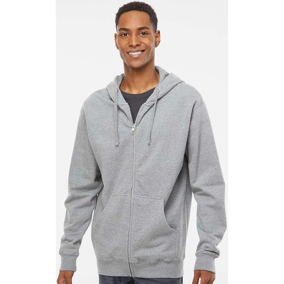 no-logo Independent Trading Co. Midweight Full-Zip Hooded Sweatshirt -Men's Layering-Independent Trading Co.-Thread Logic