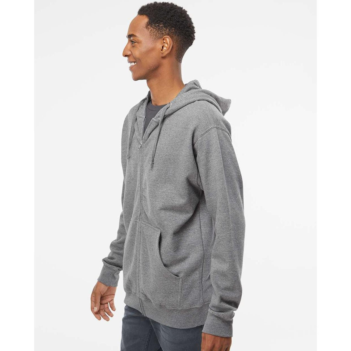 no-logo Independent Trading Co. Midweight Full-Zip Hooded Sweatshirt -Men's Layering-Independent Trading Co.-Thread Logic
