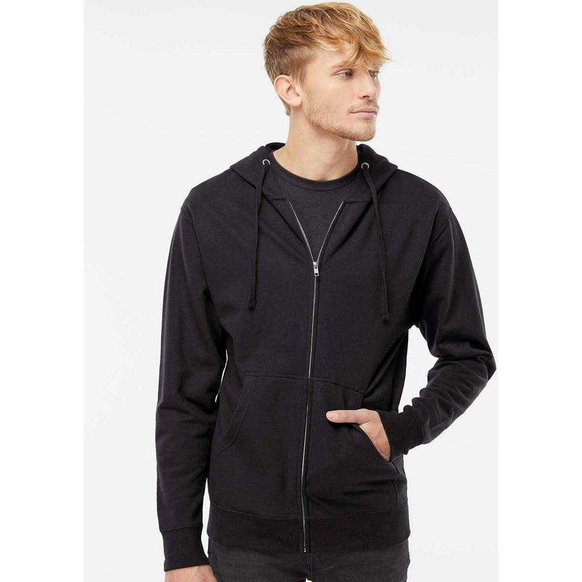 no-logo Independent Trading Co. Midweight Full-Zip Hooded Sweatshirt -Men's Layering-Independent Trading Co.-Thread Logic