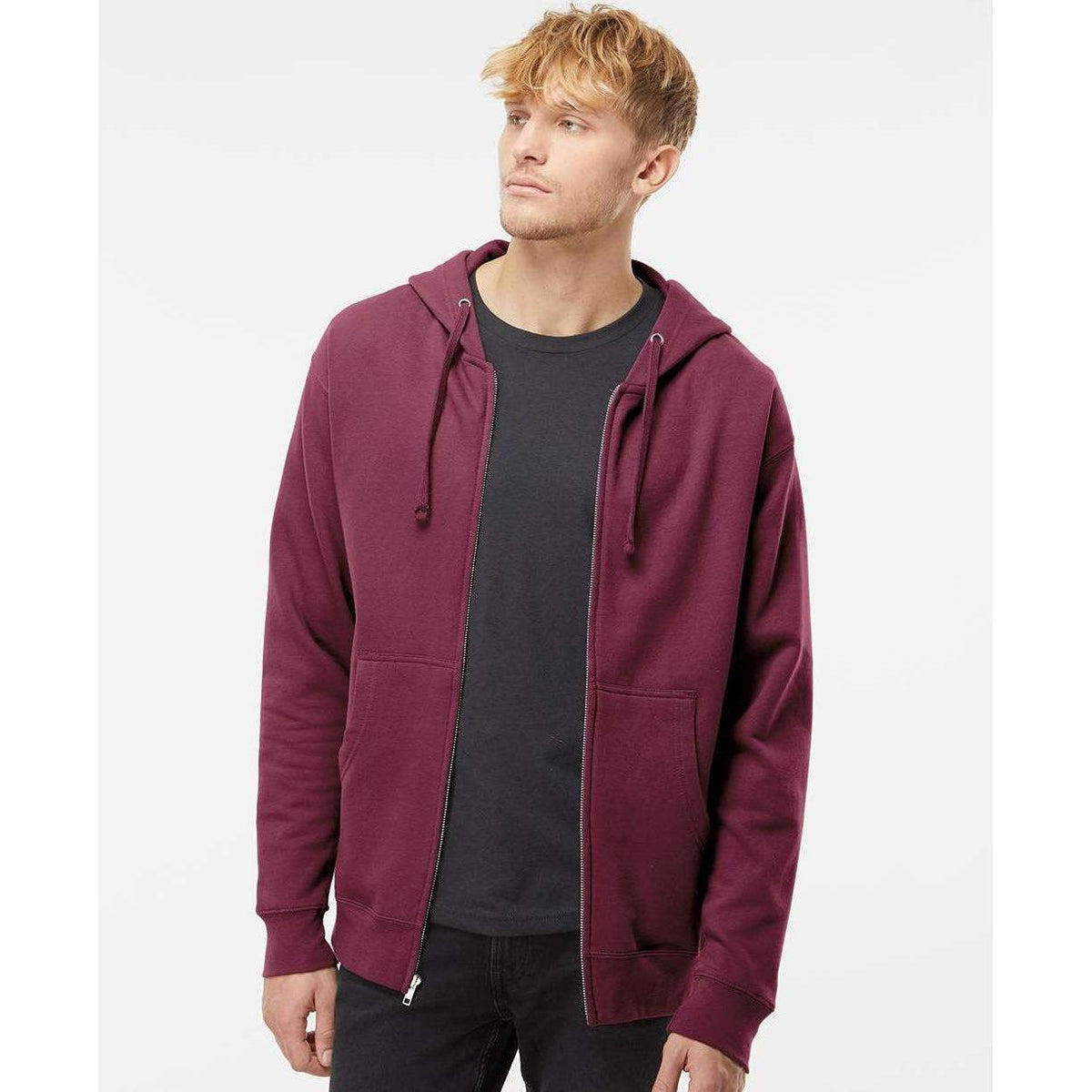 no-logo Independent Trading Co. Midweight Full-Zip Hooded Sweatshirt -Men's Layering-Independent Trading Co.-Thread Logic