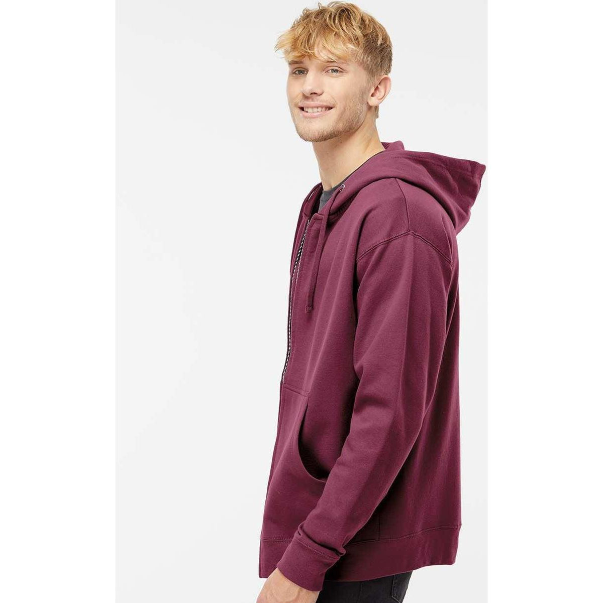 no-logo Independent Trading Co. Midweight Full-Zip Hooded Sweatshirt -Men's Layering-Independent Trading Co.-Thread Logic