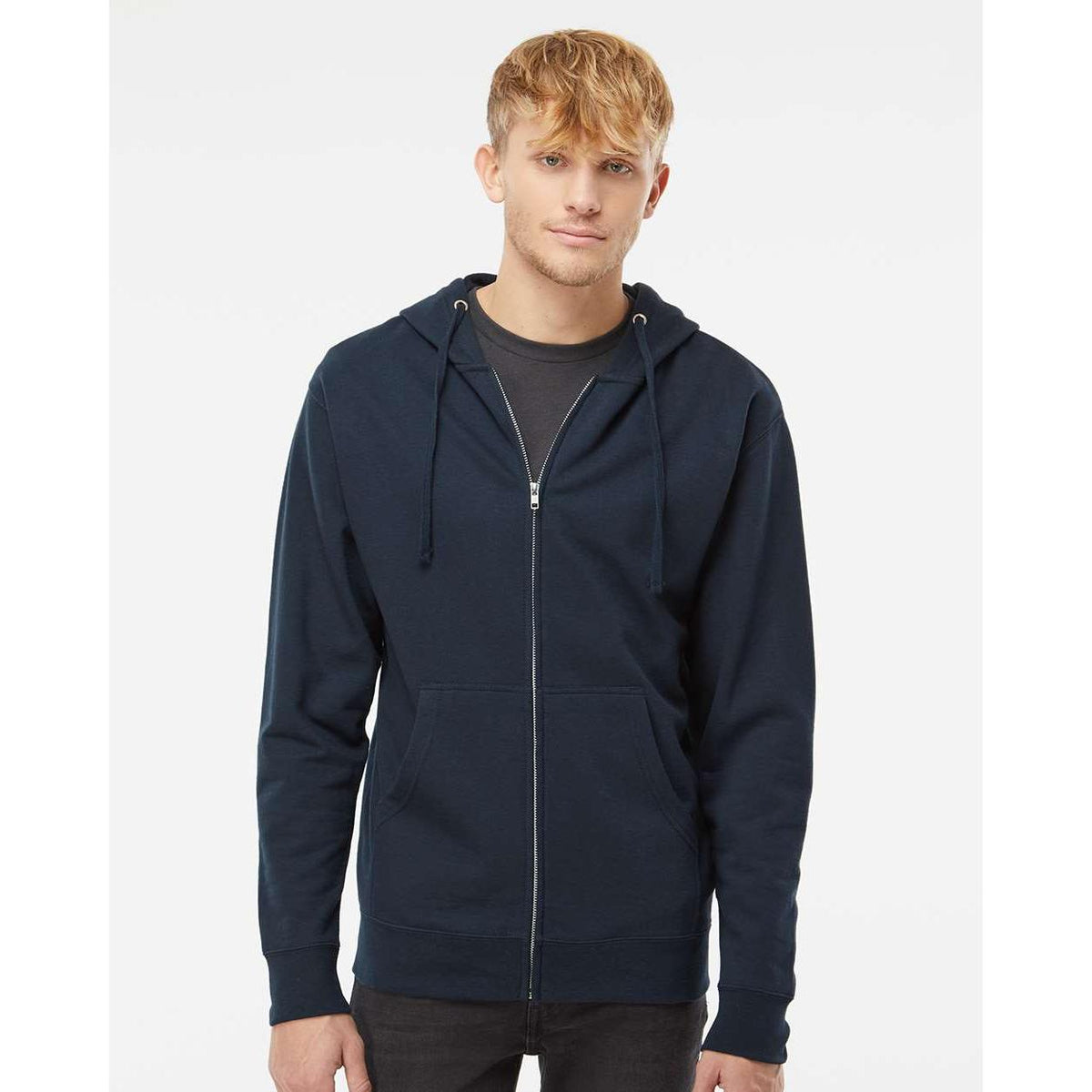 no-logo Independent Trading Co. Midweight Full-Zip Hooded Sweatshirt -Men's Layering-Independent Trading Co.-Thread Logic
