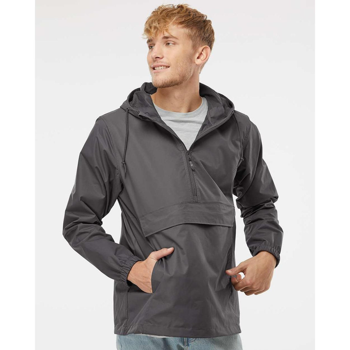 no-logo Independent Trading Co. Nylon Anorak-Men's Jackets-Independent Trading Co.-Thread Logic