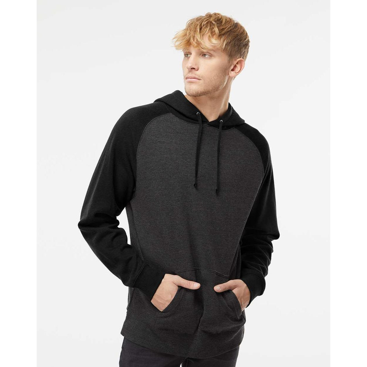 no-logo Independent Trading Co. Raglan Hooded Sweatshirt -Men's Layering-Independent Trading Co.-Thread Logic