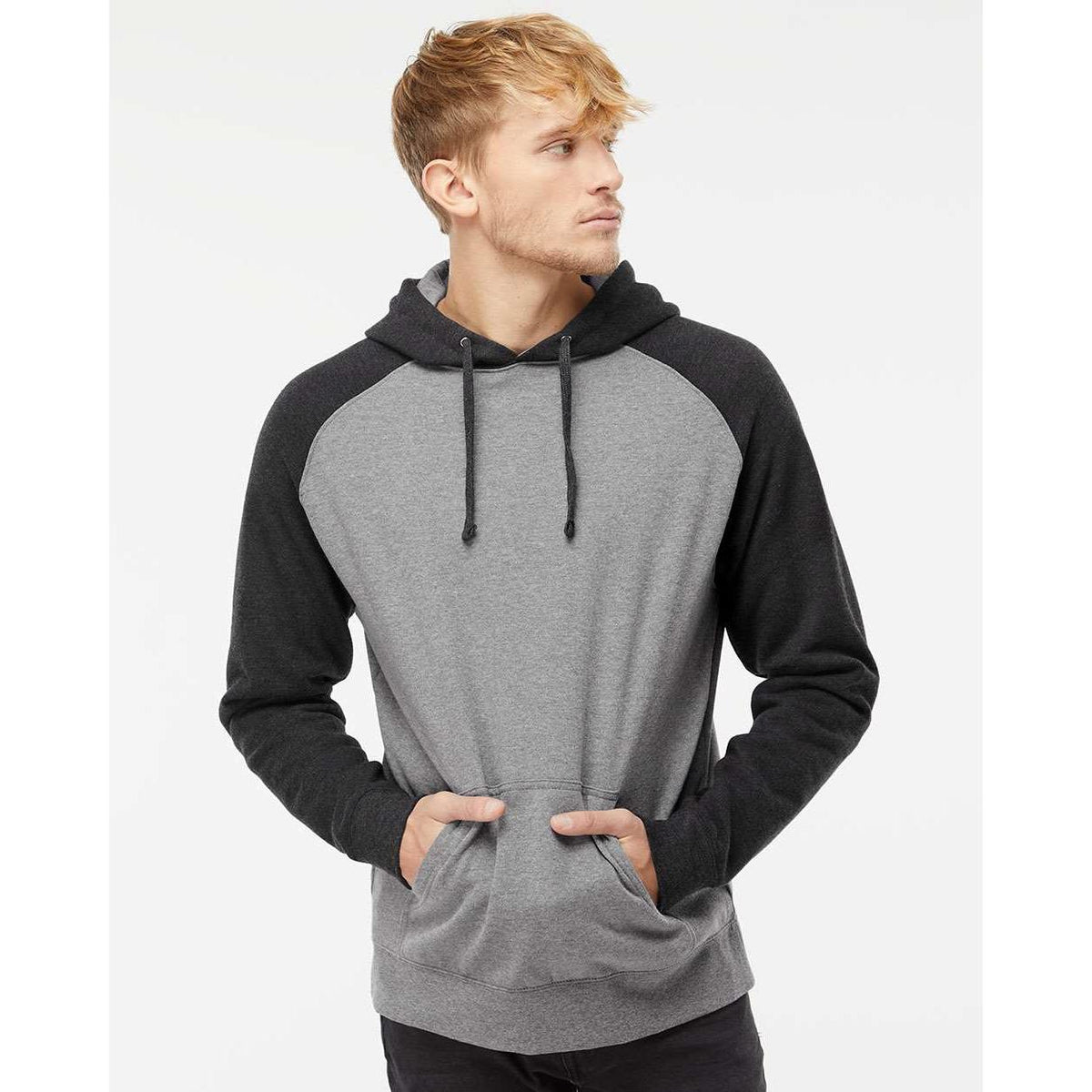 no-logo Independent Trading Co. Raglan Hooded Sweatshirt -Men's Layering-Independent Trading Co.-Thread Logic