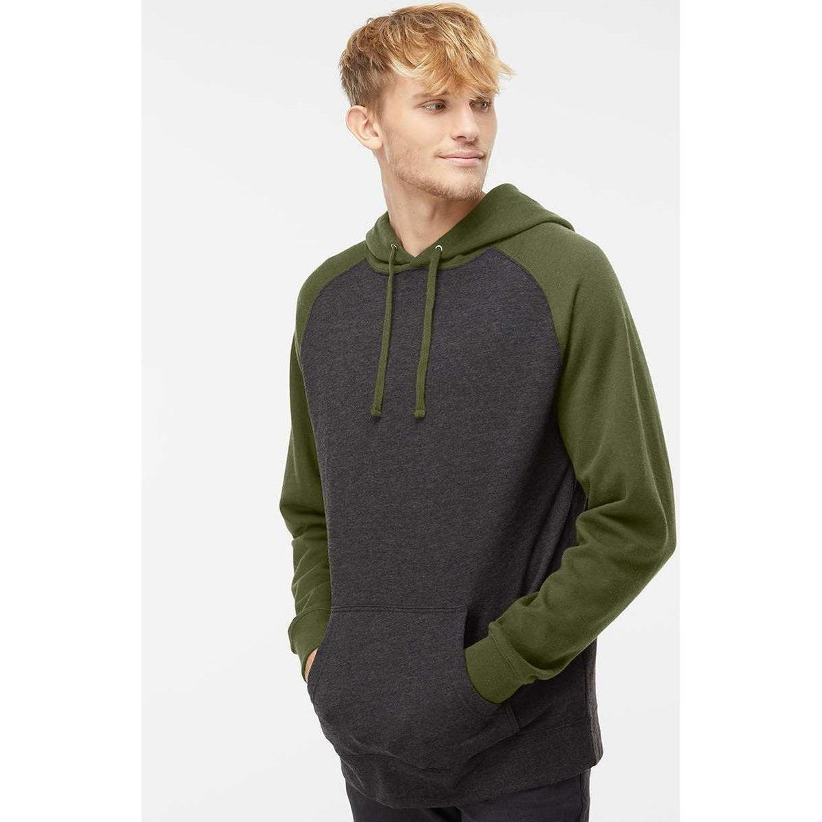 no-logo Independent Trading Co. Raglan Hooded Sweatshirt -Men's Layering-Independent Trading Co.-Thread Logic