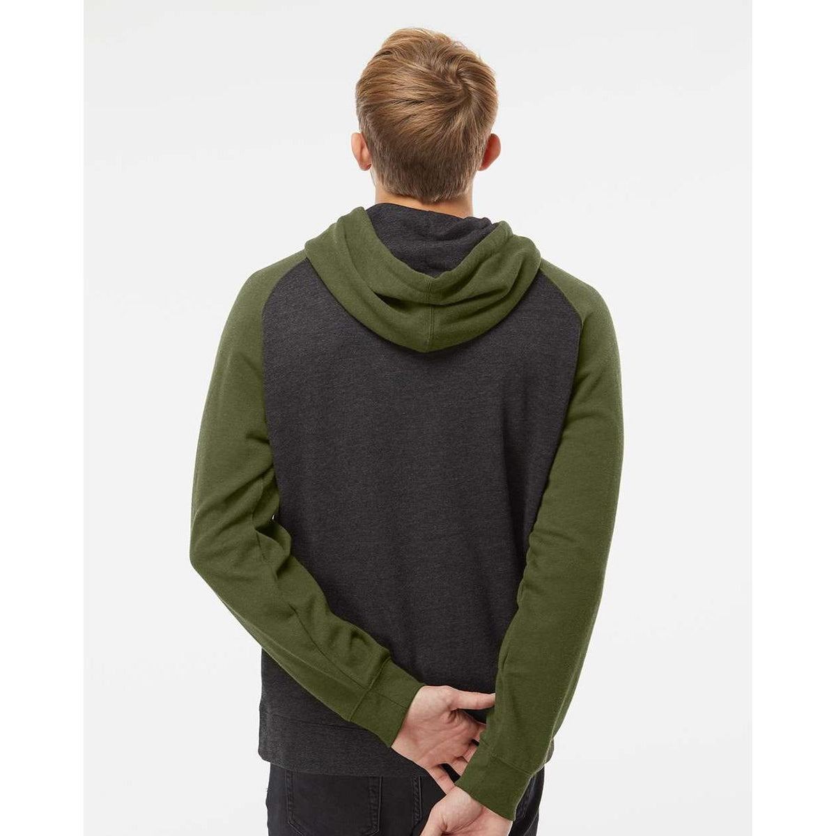no-logo Independent Trading Co. Raglan Hooded Sweatshirt -Men's Layering-Independent Trading Co.-Thread Logic