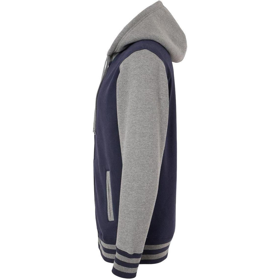 no-logo Independent Trading Co. Varsity Full-Zip Hooded Sweatshirt -Men's Layering-Independent Trading Co.-Thread Logic