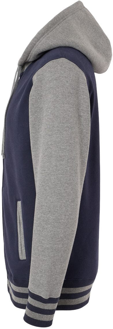 no-logo Independent Trading Co. Varsity Full-Zip Hooded Sweatshirt -Men's Layering-Independent Trading Co.-Thread Logic