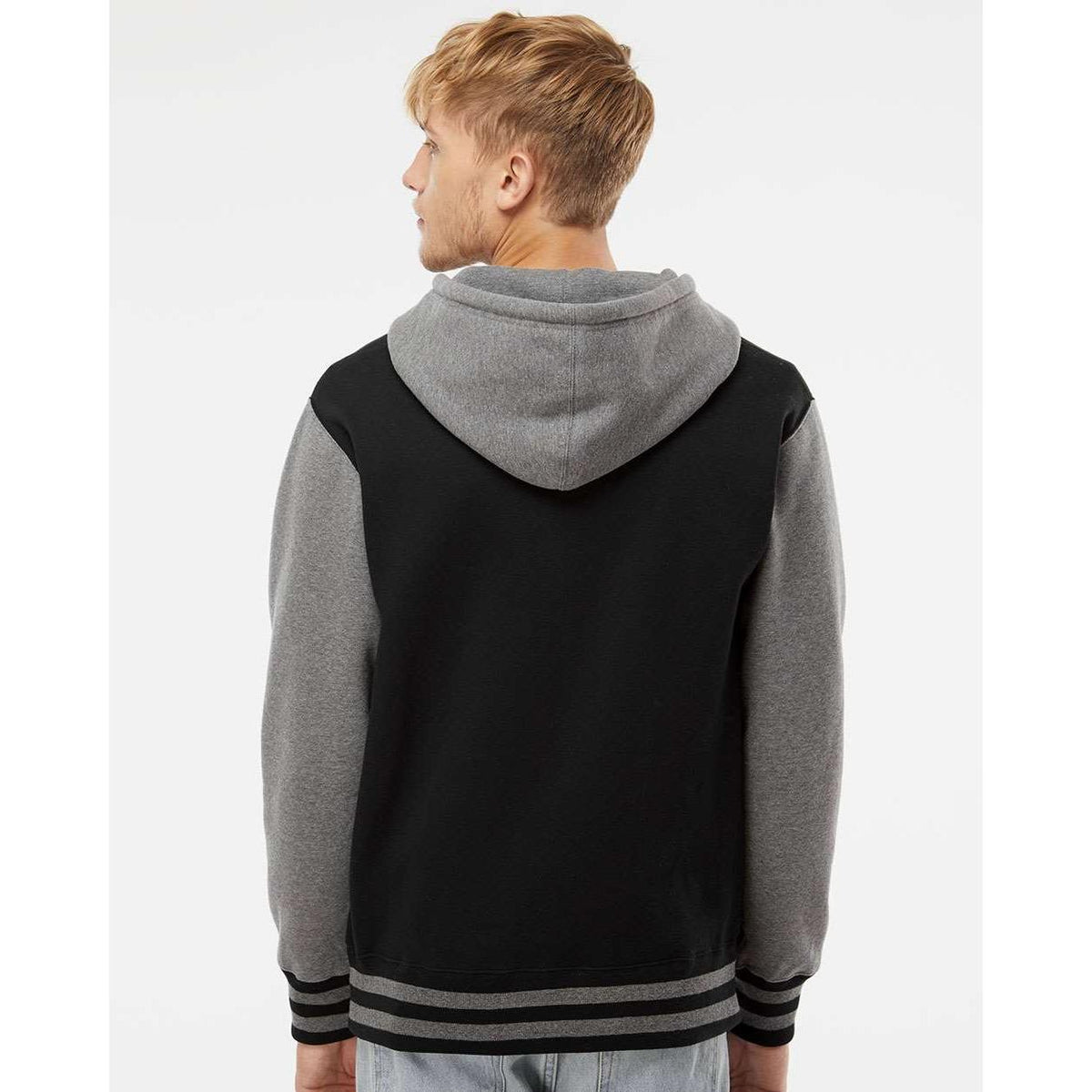 no-logo Independent Trading Co. Varsity Full-Zip Hooded Sweatshirt -Men's Layering-Independent Trading Co.-Thread Logic