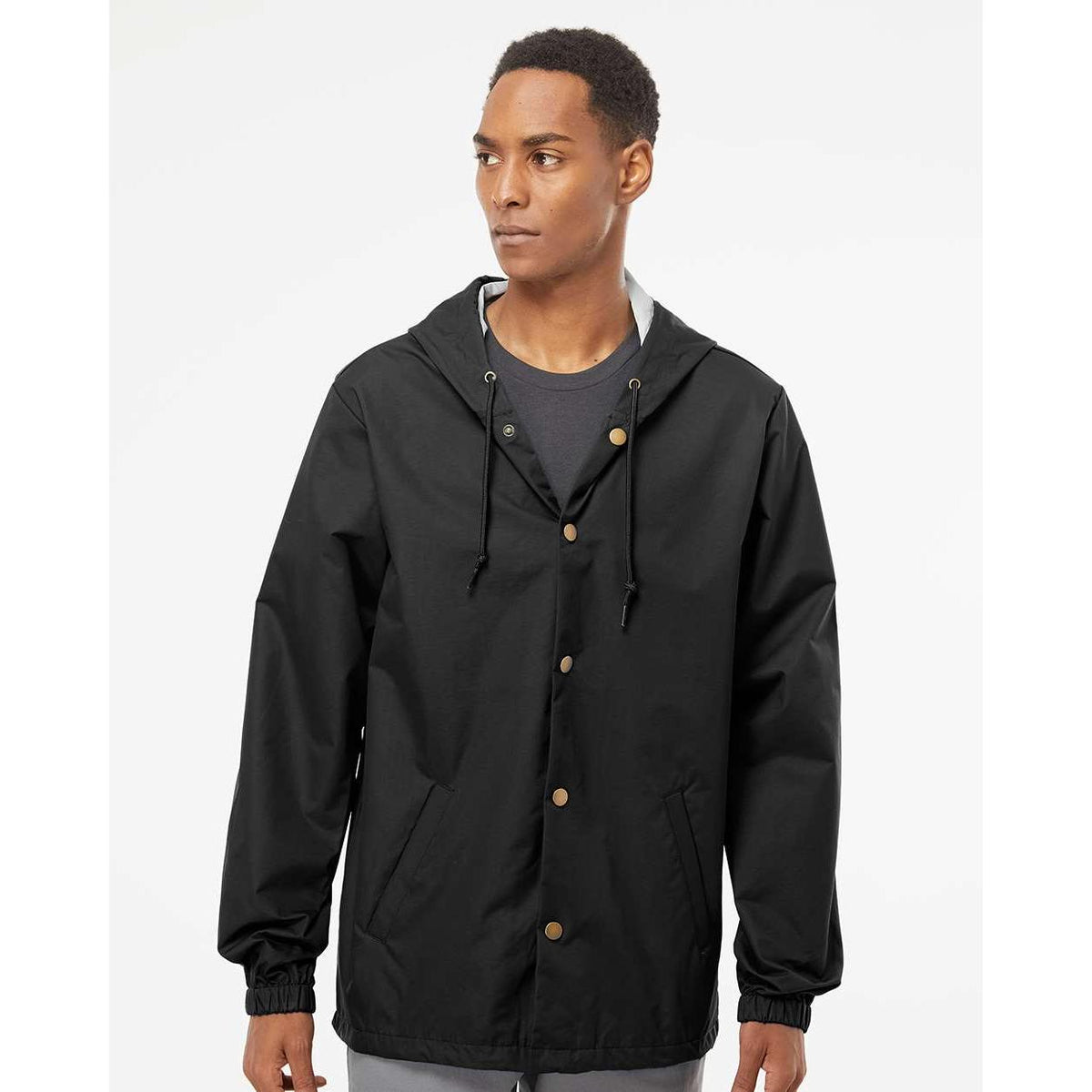 no-logo Independent Trading Co. Water-Resistant Hooded Windbreaker-Men's Jackets-Independent Trading Co.-Thread Logic