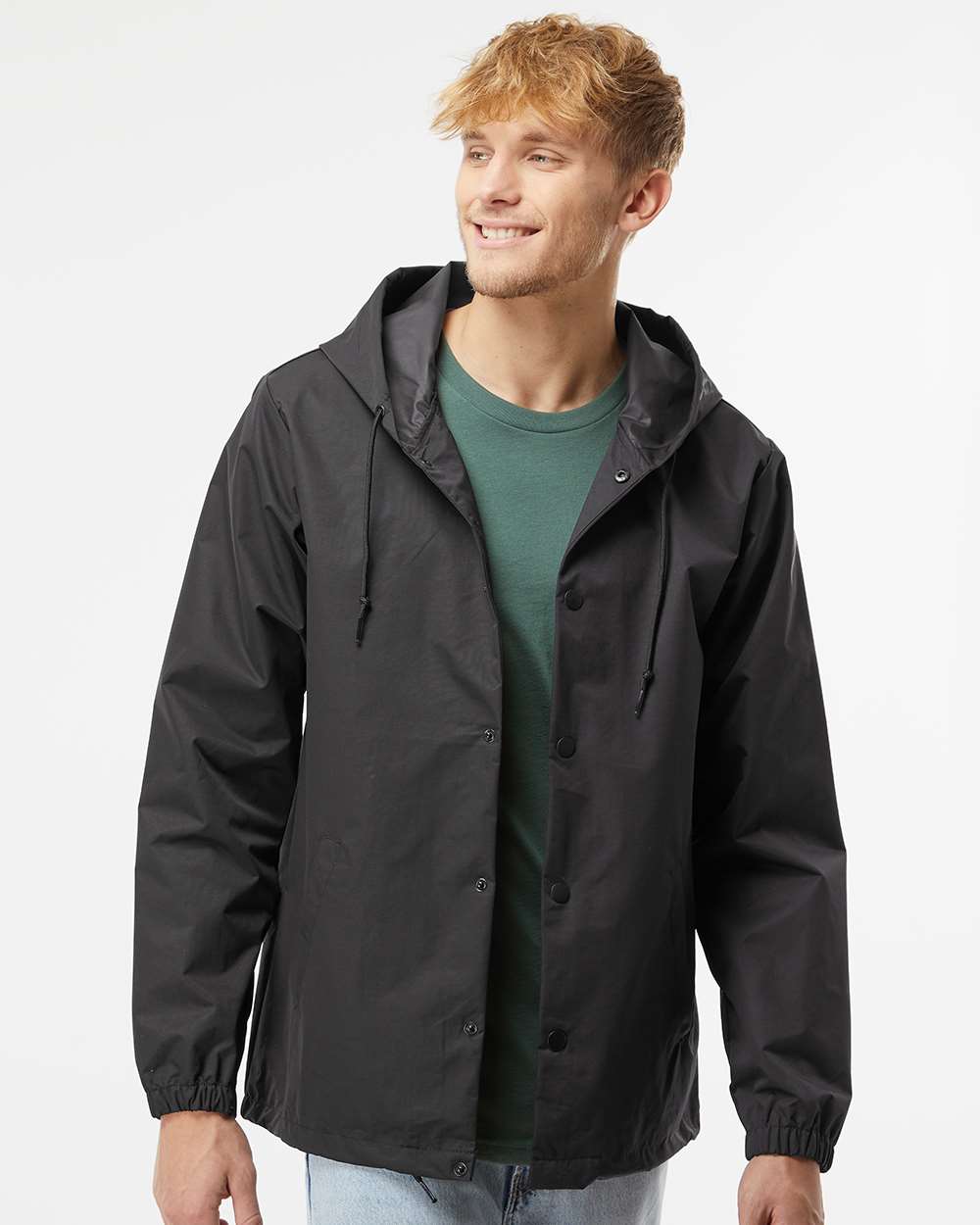 no-logo Independent Trading Co. Water-Resistant Hooded Windbreaker-Men's Jackets-Independent Trading Co.-Thread Logic
