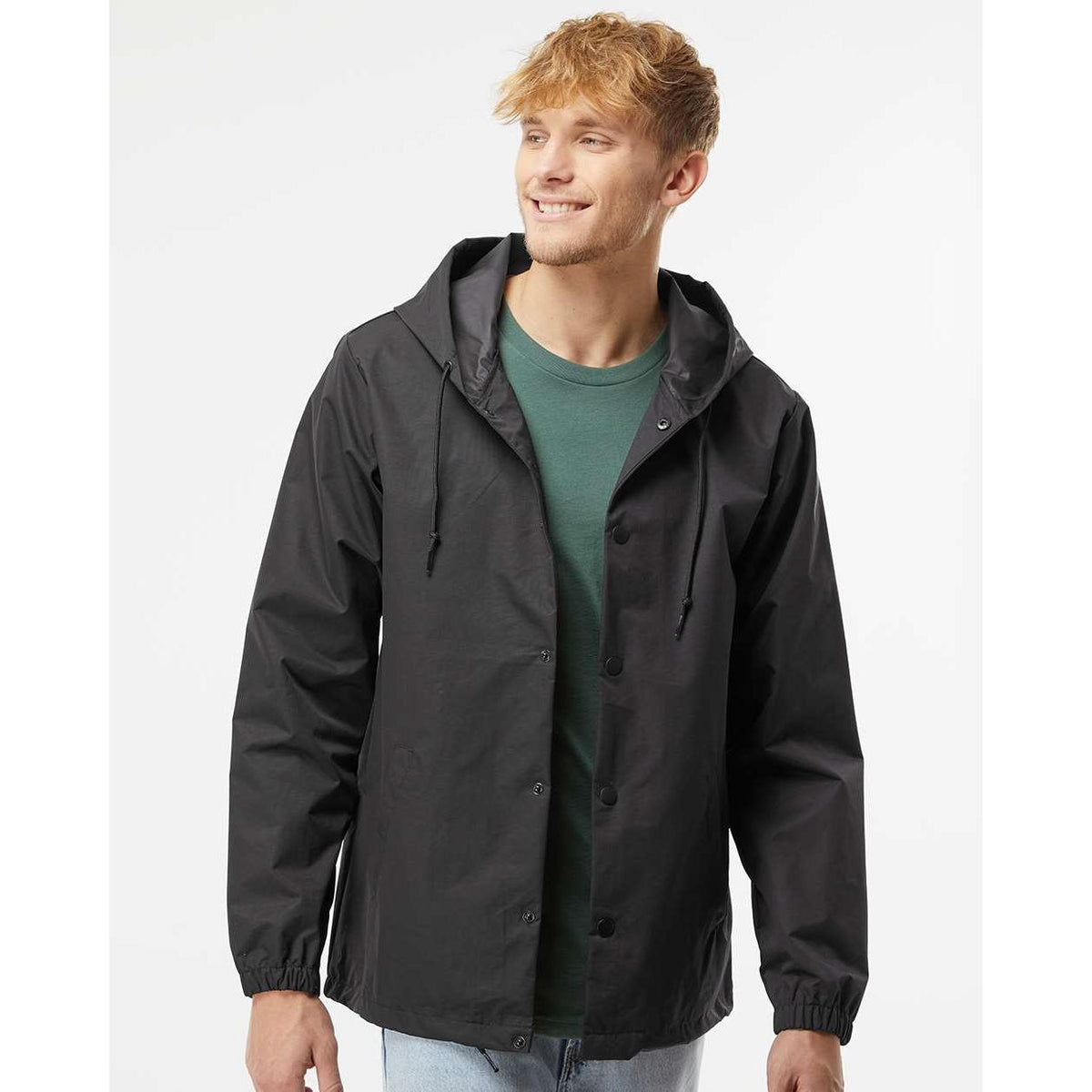 no-logo Independent Trading Co. Water-Resistant Hooded Windbreaker-Men's Jackets-Independent Trading Co.-Thread Logic