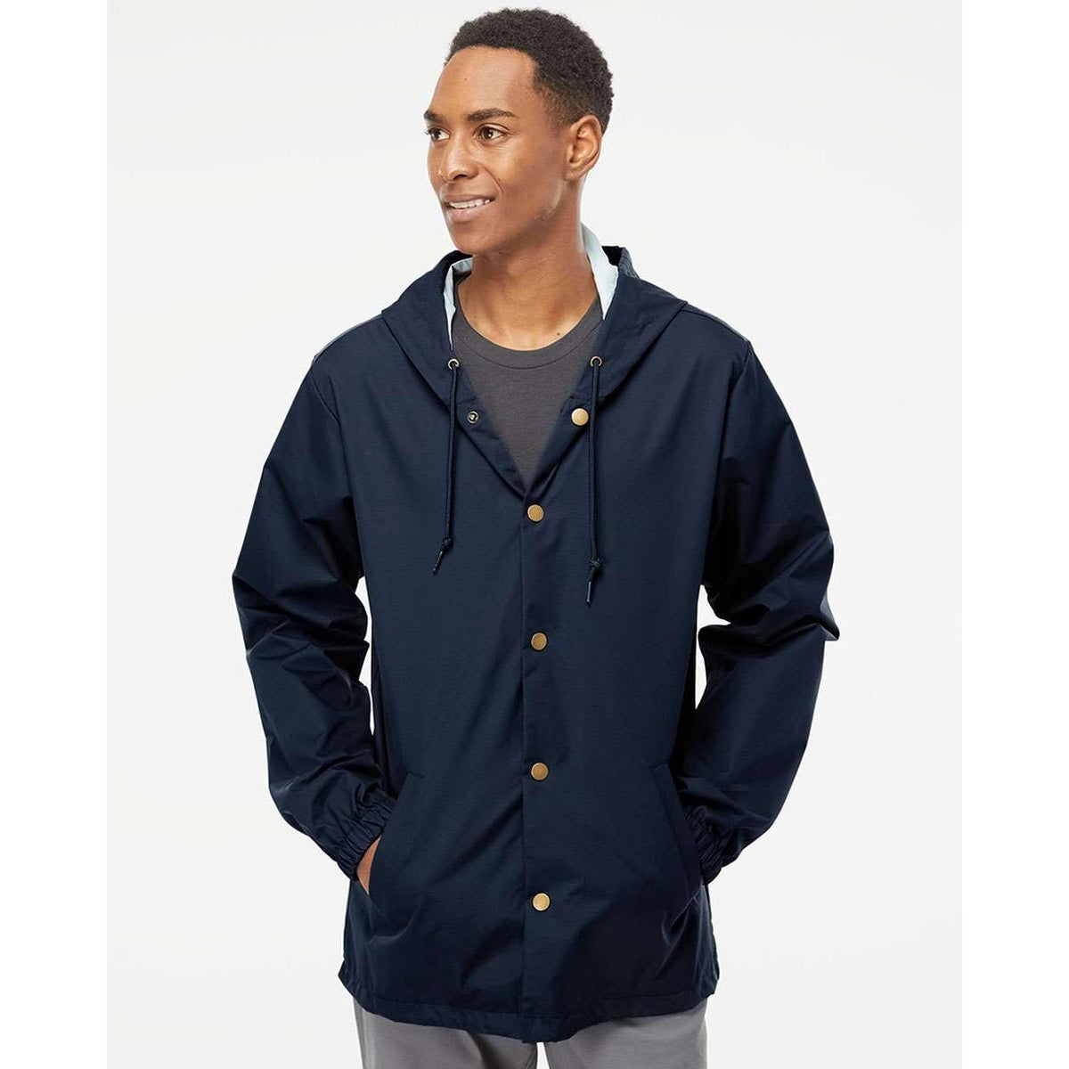 no-logo Independent Trading Co. Water-Resistant Hooded Windbreaker-Men's Jackets-Independent Trading Co.-Thread Logic