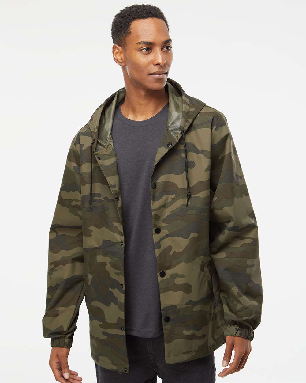 no-logo Independent Trading Co. Water-Resistant Hooded Windbreaker-Men's Jackets-Independent Trading Co.-Thread Logic
