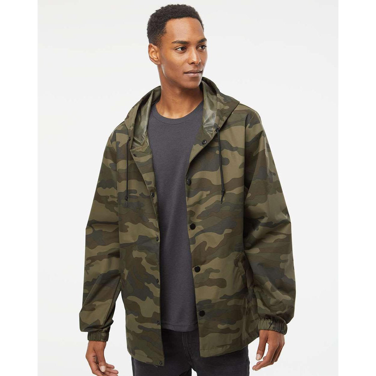 no-logo Independent Trading Co. Water-Resistant Hooded Windbreaker-Men's Jackets-Independent Trading Co.-Thread Logic