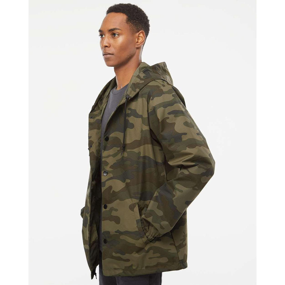 no-logo Independent Trading Co. Water-Resistant Hooded Windbreaker-Men's Jackets-Independent Trading Co.-Thread Logic