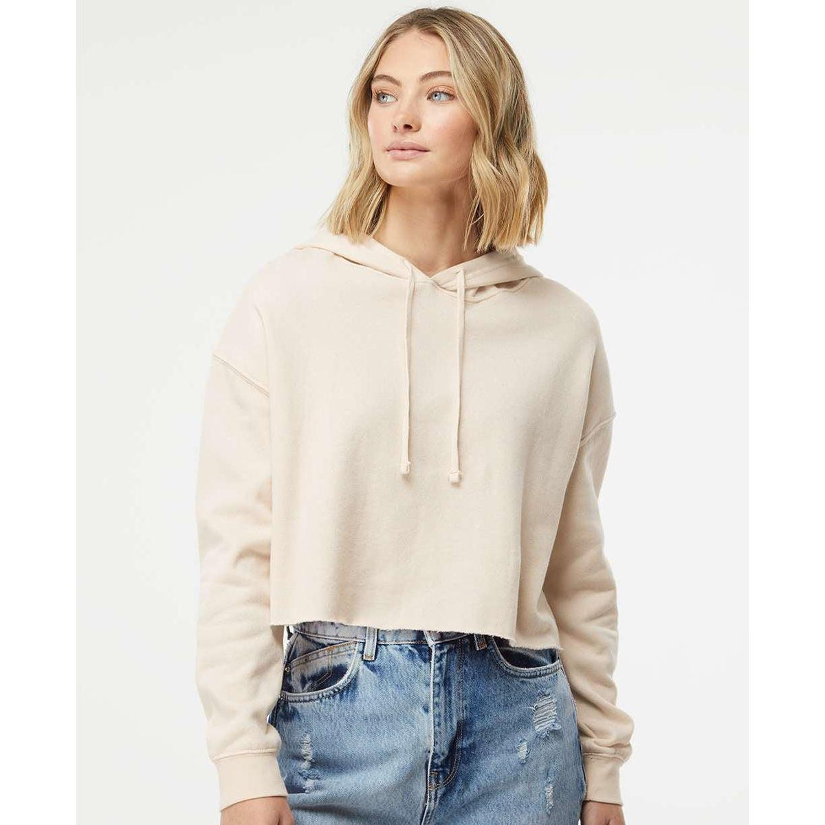 no-logo Independent Trading Co. Women’s Lightweight Cropped Hooded Sweatshirt-Fleece-Independent Trading Co.-Thread Logic
