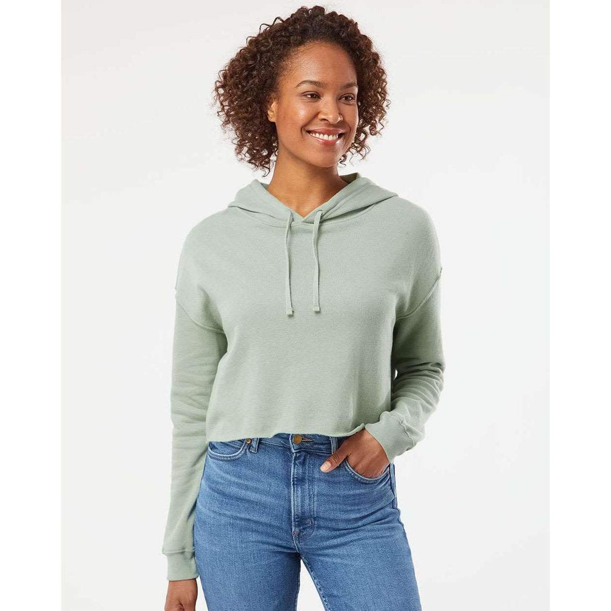 no-logo Independent Trading Co. Women’s Lightweight Cropped Hooded Sweatshirt-Fleece-Independent Trading Co.-Thread Logic