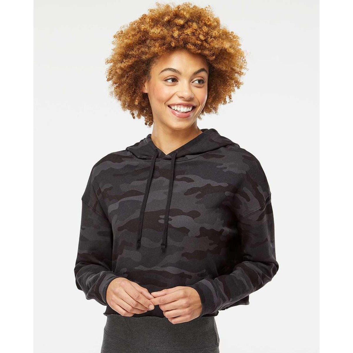 no-logo Independent Trading Co. Women’s Lightweight Cropped Hooded Sweatshirt-Fleece-Independent Trading Co.-Thread Logic
