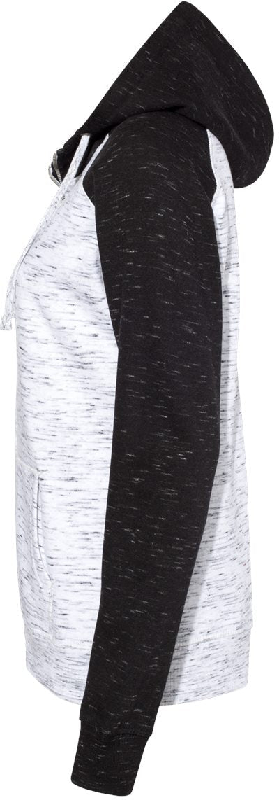no-logo J America Ladies Mélange Fleece Colorblocked Full-Zip Sweatshirt-Ladies Layering-J. America-Thread Logic