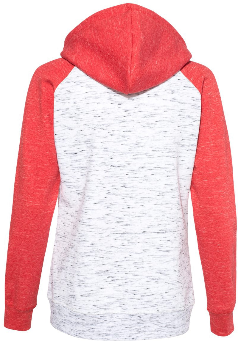 no-logo J America Ladies Mélange Fleece Colorblocked Full-Zip Sweatshirt-Ladies Layering-J. America-Thread Logic