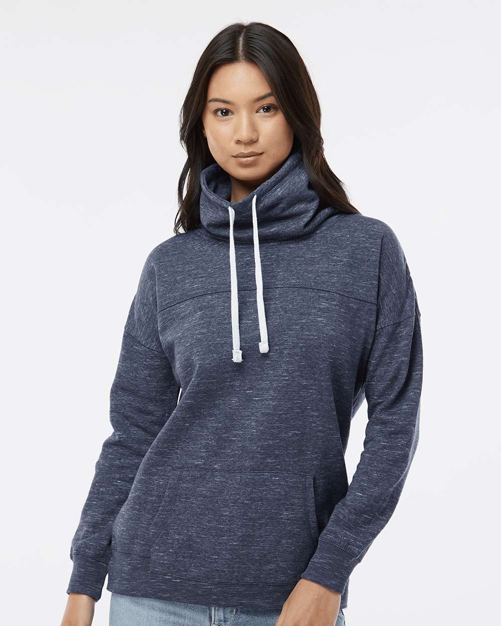 no-logo J America Ladies Mélange Fleece Cowl Neck Sweatshirt -Ladies Layering-J. America-Thread Logic