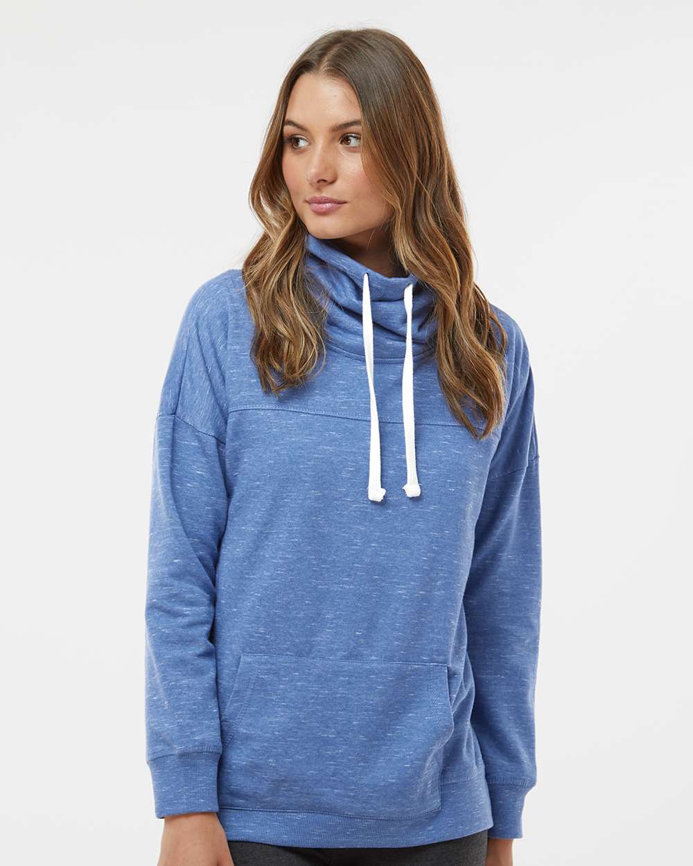 no-logo J America Ladies Mélange Fleece Cowl Neck Sweatshirt -Ladies Layering-J. America-Thread Logic