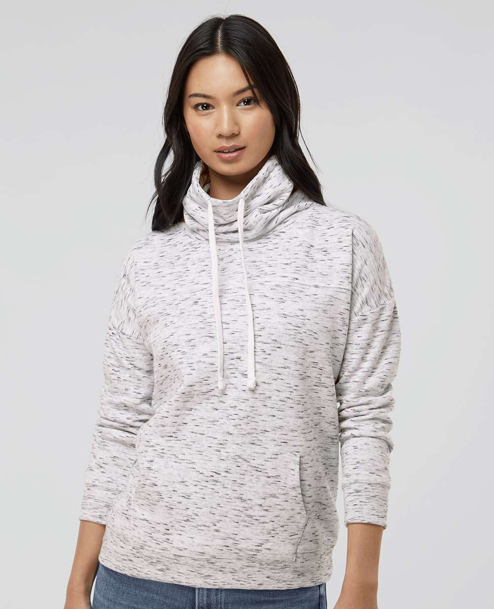 no-logo J America Ladies Mélange Fleece Cowl Neck Sweatshirt -Ladies Layering-J. America-Thread Logic