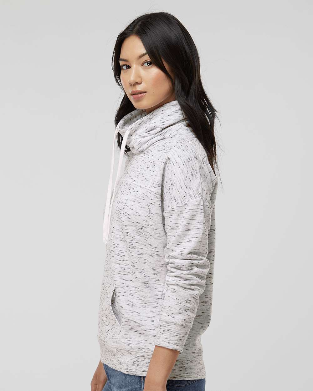 no-logo J America Ladies Mélange Fleece Cowl Neck Sweatshirt -Ladies Layering-J. America-Thread Logic