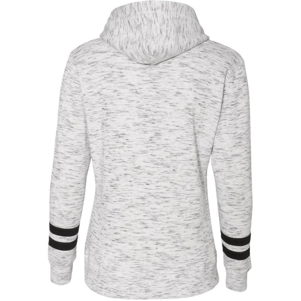 no-logo J America Women's Mélange Fleece Striped-Sleeve Hooded Sweatshirt-Hoodies-J. America-Thread Logic