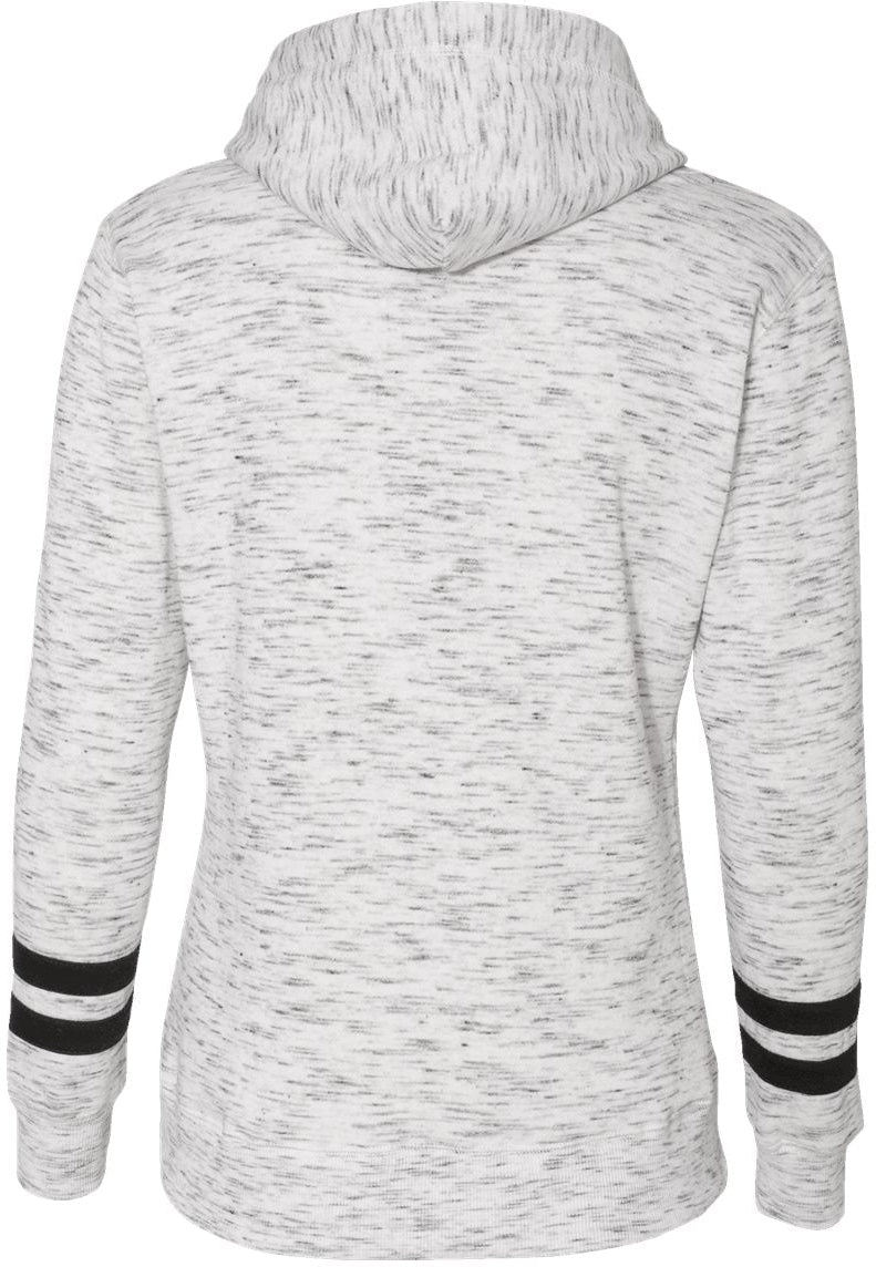 no-logo J America Ladies Mélange Fleece Striped-Sleeve Hooded Sweatshirt-Ladies Layering-J. America-Thread Logic