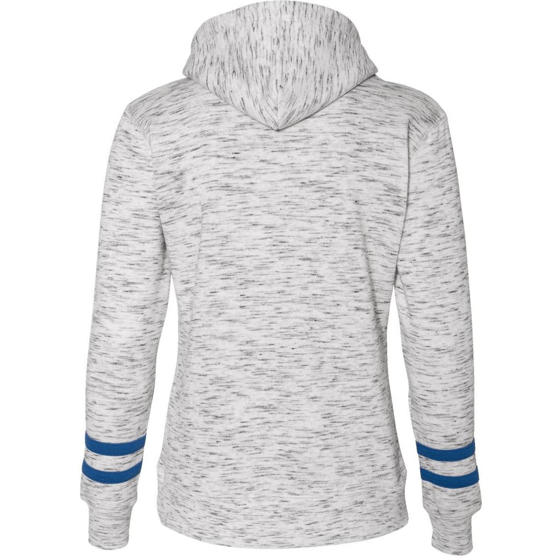 no-logo J America Women's Mélange Fleece Striped-Sleeve Hooded Sweatshirt-Hoodies-J. America-Thread Logic