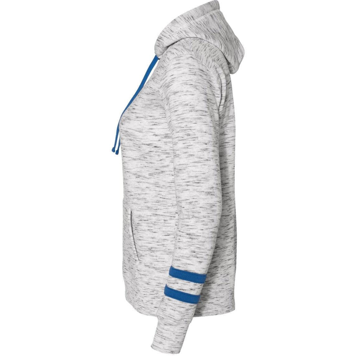 no-logo J America Women's Mélange Fleece Striped-Sleeve Hooded Sweatshirt-Hoodies-J. America-Thread Logic