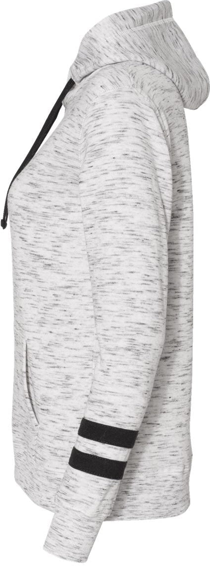 no-logo J America Ladies Mélange Fleece Striped-Sleeve Hooded Sweatshirt-Ladies Layering-J. America-Thread Logic