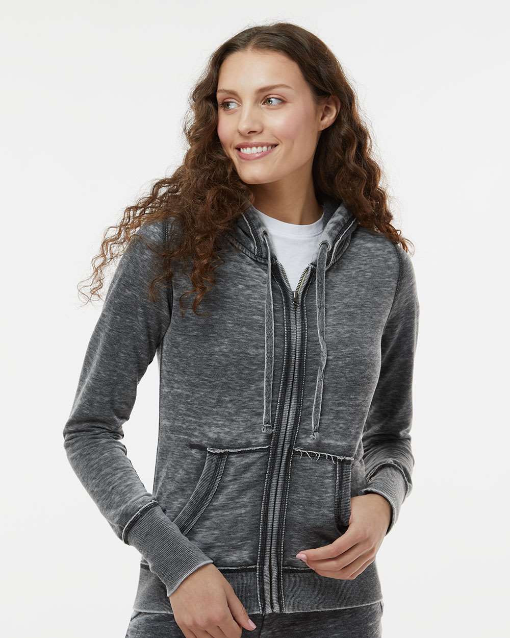 no-logo J America Ladies Zen Fleece Full-Zip Hooded Sweatshirt-Ladies Layering-J. America-Thread Logic